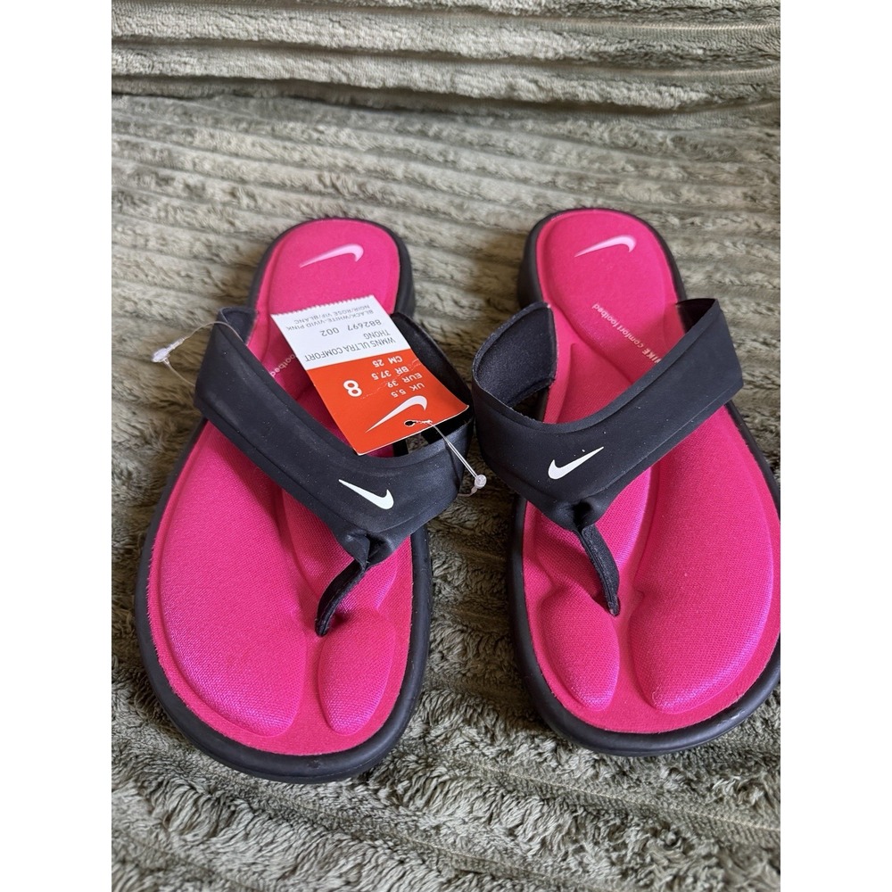 New Nike Womens 8 Pink Comfort Footbed Flip Flop Sandal Memory Foam Thongs